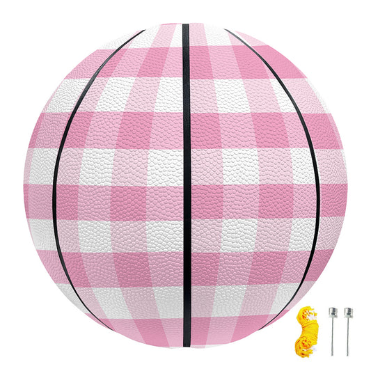 Pink And White Gingham Pattern Print Basketball