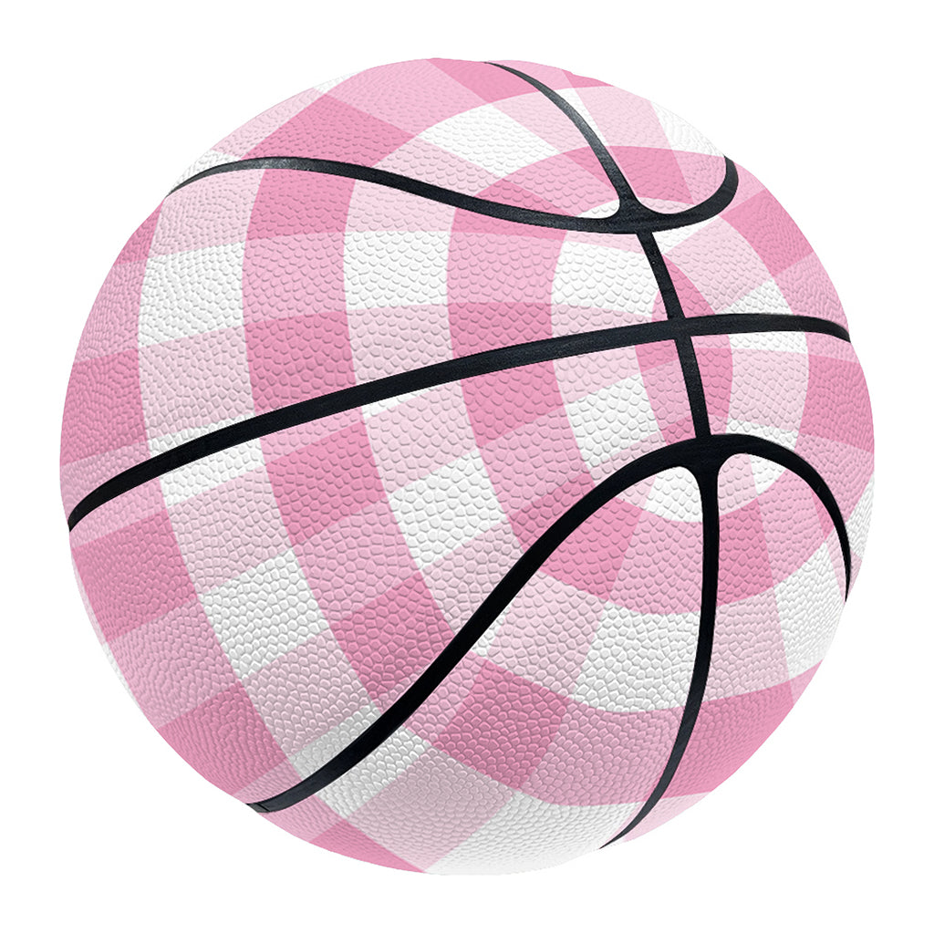 Pink And White Gingham Pattern Print Basketball