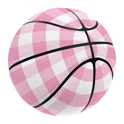Pink And White Gingham Pattern Print Basketball