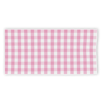 Pink And White Gingham Pattern Print Beach Towel
