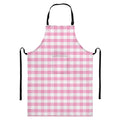 Pink And White Gingham Pattern Print Bib Apron With Pocket