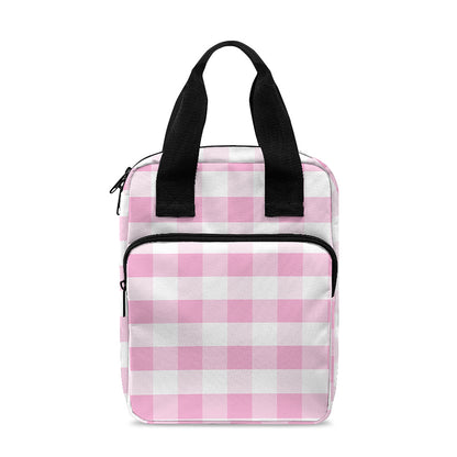 Pink And White Gingham Pattern Print Bible Tote Bag