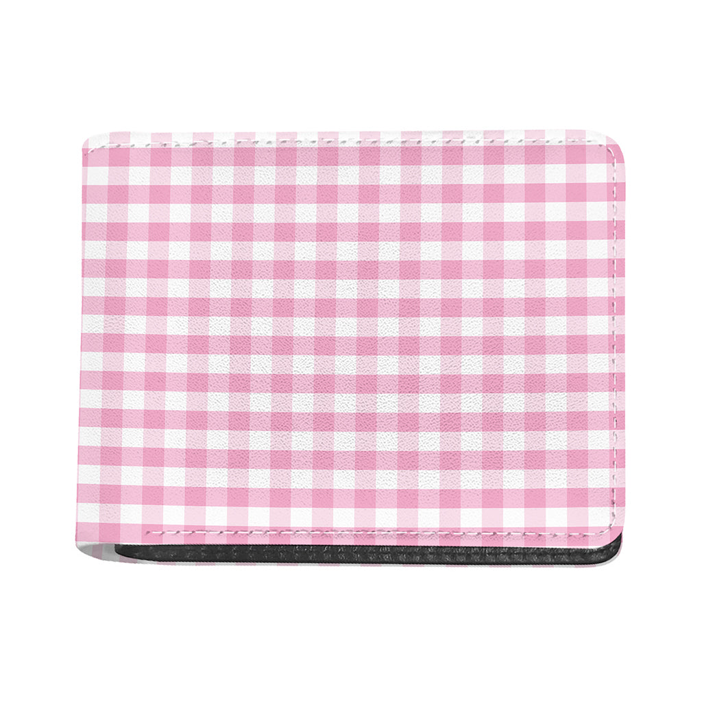Pink And White Gingham Pattern Print Bifold Wallet