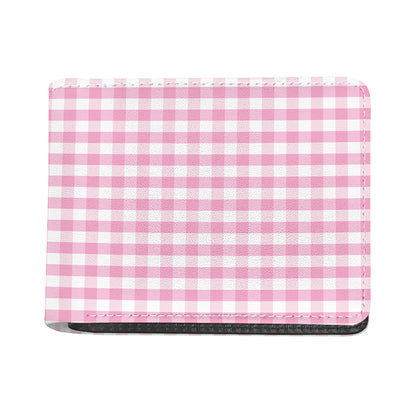 Pink And White Gingham Pattern Print Bifold Wallet