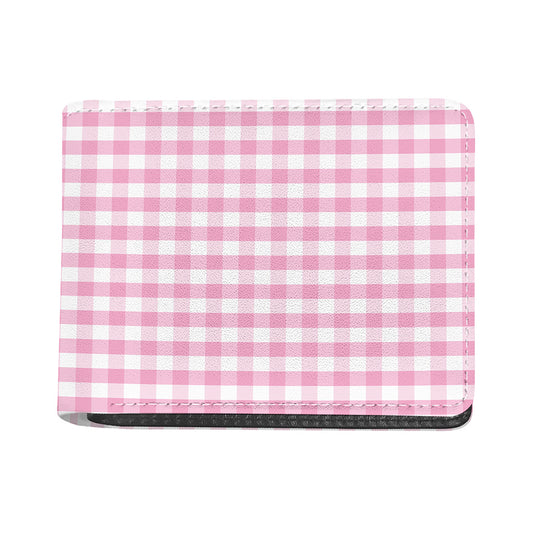 Pink And White Gingham Pattern Print Bifold Wallet