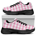 Pink And White Gingham Pattern Print Black Chunky Shoes