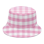 Pink And White Gingham Pattern Print Bucket Hat