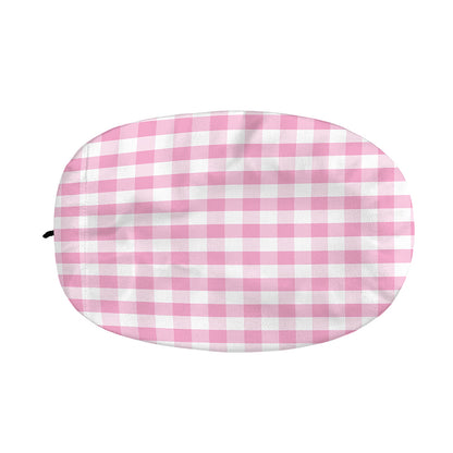 Pink And White Gingham Pattern Print Car Side Mirror Covers