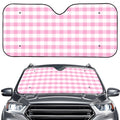 Pink And White Gingham Pattern Print Car Windshield Sun Shade