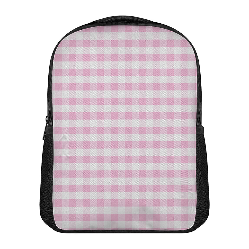 Pink And White Gingham Pattern Print Casual Backpack