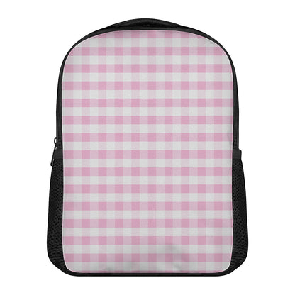 Pink And White Gingham Pattern Print Casual Backpack