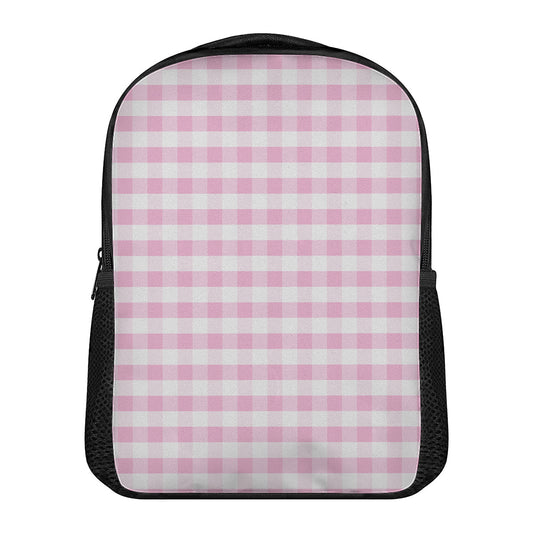 Pink And White Gingham Pattern Print Casual Backpack