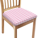 Pink And White Gingham Pattern Print Chair Cushion Cover