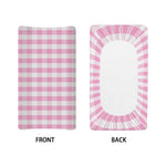 Pink And White Gingham Pattern Print Changing Pad Cover