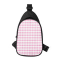 Pink And White Gingham Pattern Print Sling Bag