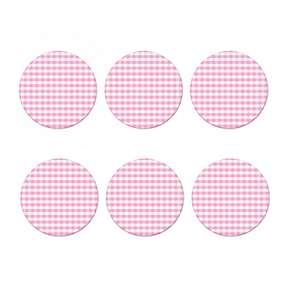 Pink And White Gingham Pattern Print Coaster Set