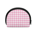 Pink And White Gingham Pattern Print Coin Purse
