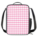 Pink And White Gingham Pattern Print Crossbody Lunch Bag
