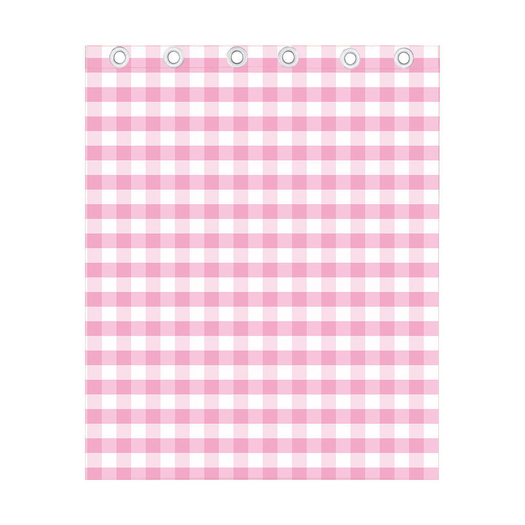 Pink And White Gingham Pattern Print Curtain