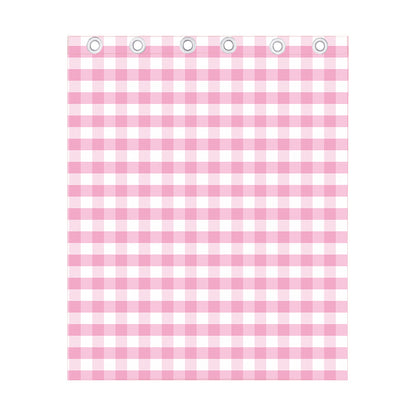 Pink And White Gingham Pattern Print Curtain