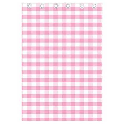 Pink And White Gingham Pattern Print Curtain