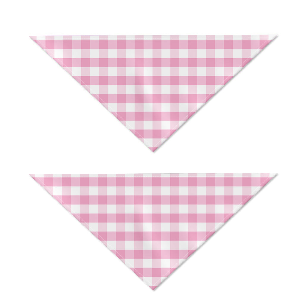 Pink And White Gingham Pattern Print Dog Bandana