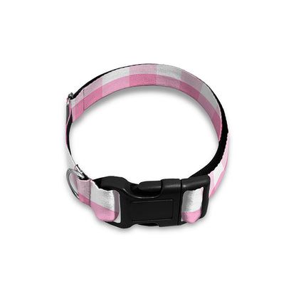 Pink And White Gingham Pattern Print Dog Collar
