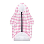 Pink And White Gingham Pattern Print Dog Zip Up Hoodie