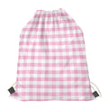 Pink And White Gingham Pattern Print Drawstring Bag