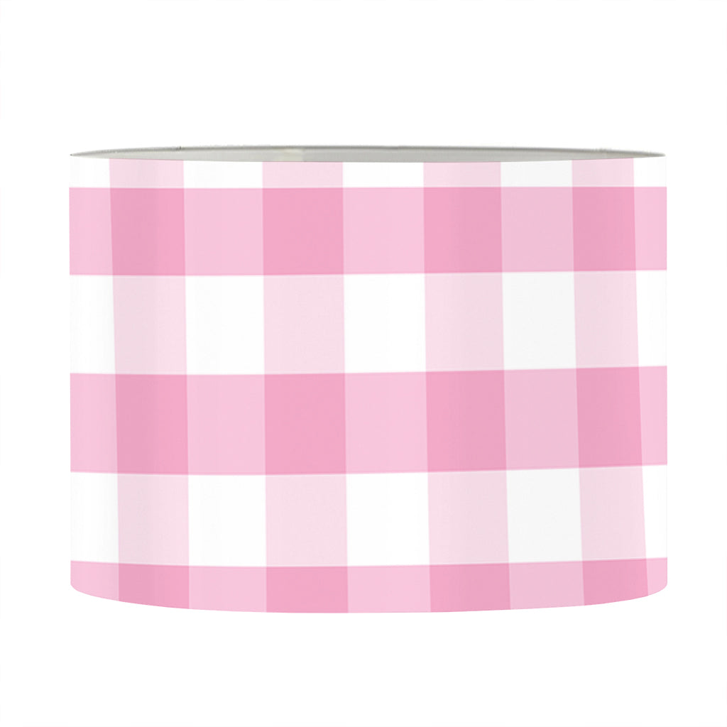 Pink And White Gingham Pattern Print Drum Lamp Shade