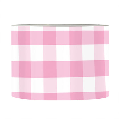 Pink And White Gingham Pattern Print Drum Lamp Shade