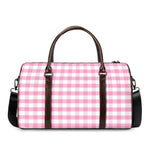 Pink And White Gingham Pattern Print Duffle Bag