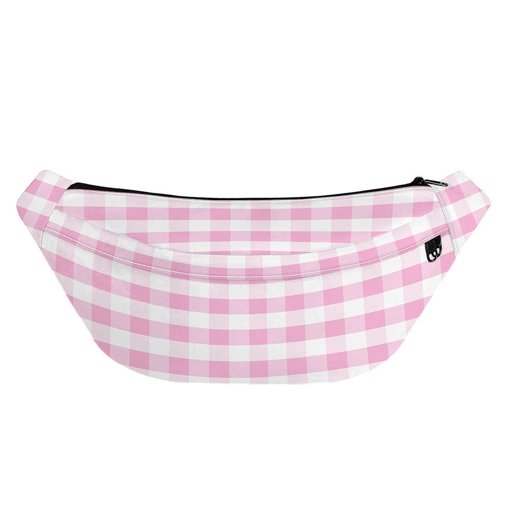 Pink And White Gingham Pattern Print Fanny Pack
