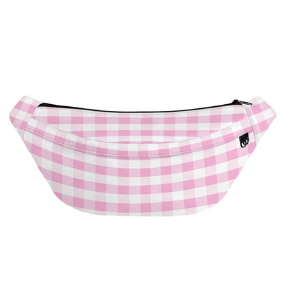 Pink And White Gingham Pattern Print Fanny Pack