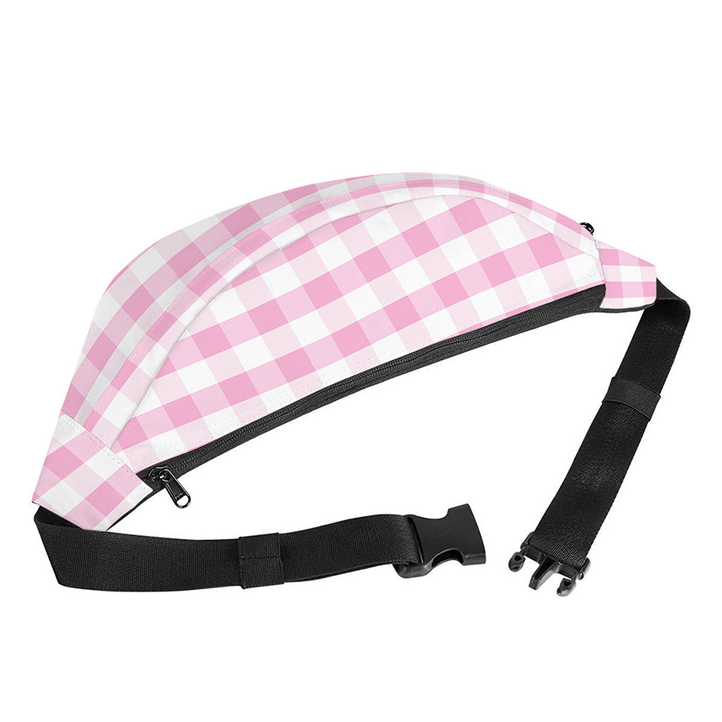 Pink And White Gingham Pattern Print Fanny Pack