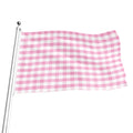 Pink And White Gingham Pattern Print Flag