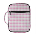Pink And White Gingham Pattern Print Front Pocket Bible Bag