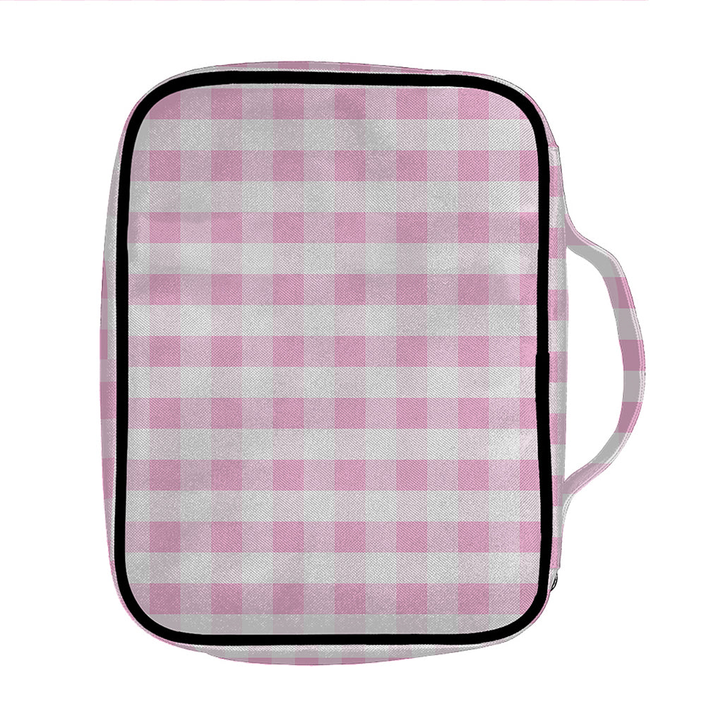 Pink And White Gingham Pattern Print Front Pocket Bible Bag