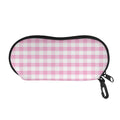 Pink And White Gingham Pattern Print Glasses Case