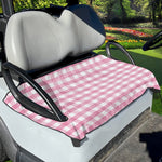 Pink And White Gingham Pattern Print Golf Cart Seat Cover