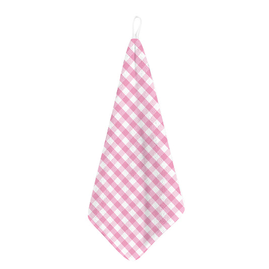 Pink And White Gingham Pattern Print Hand Towel