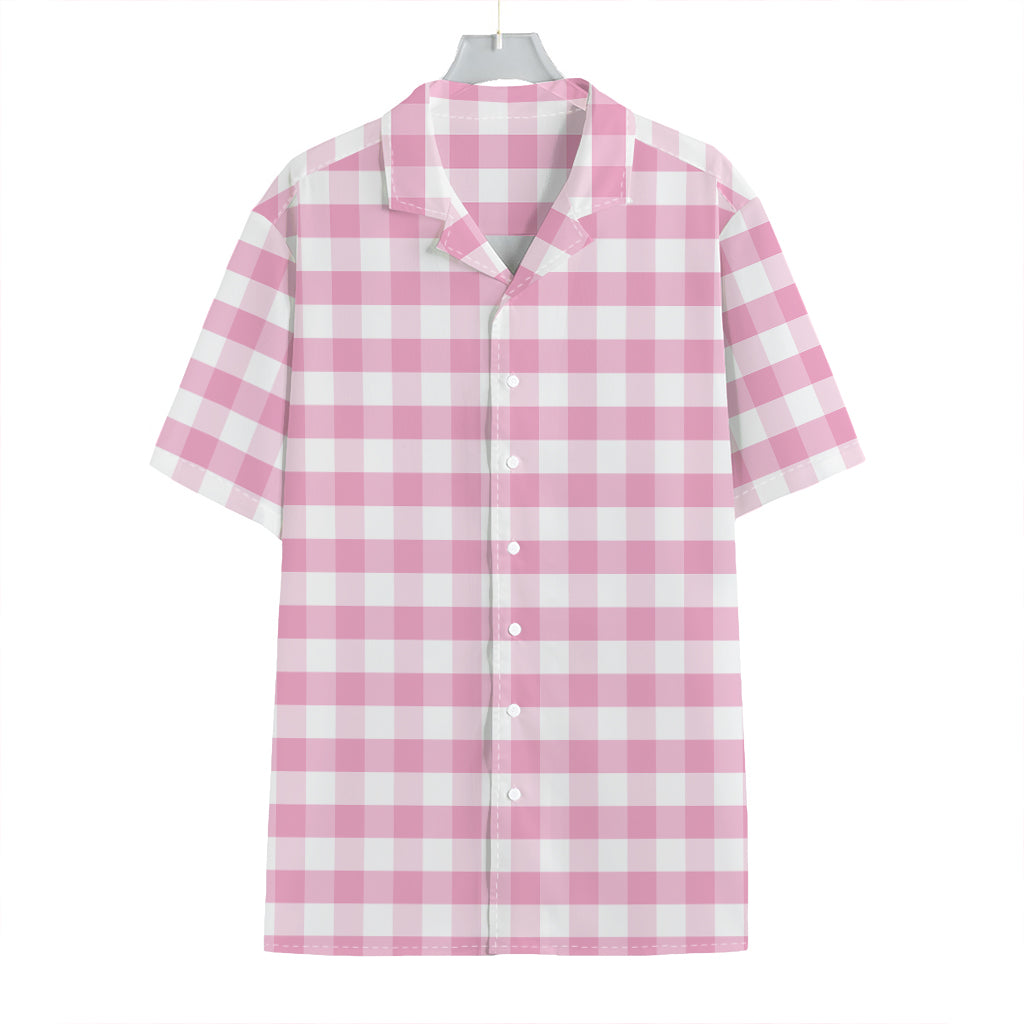 Pink And White Gingham Pattern Print Hawaiian Shirt