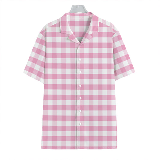 Pink And White Gingham Pattern Print Hawaiian Shirt