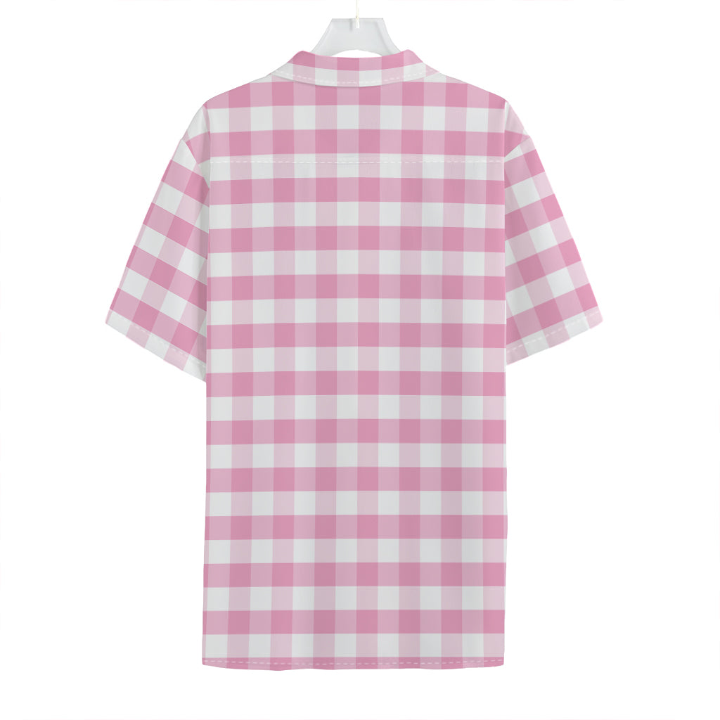 Pink And White Gingham Pattern Print Hawaiian Shirt