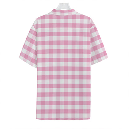 Pink And White Gingham Pattern Print Hawaiian Shirt