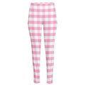 Pink And White Gingham Pattern Print High-Waisted Pocket Leggings