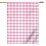 Pink And White Gingham Pattern Print House Flag
