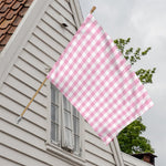 Pink And White Gingham Pattern Print House Flag