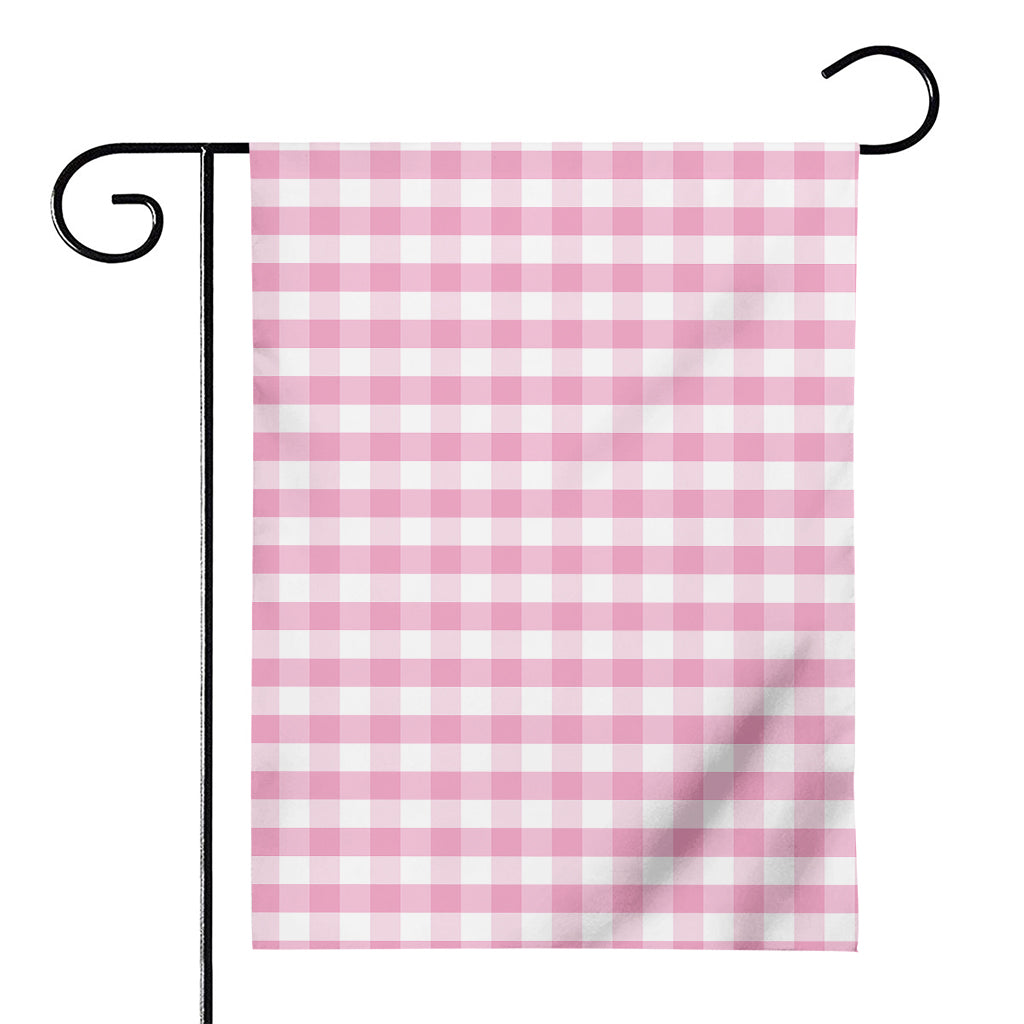 Pink And White Gingham Pattern Print House Flag