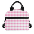 Pink And White Gingham Pattern Print Insulated Lunch Bag
